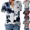 Women's Casual Printed V-Neck Short-Sleeved Shirt Pullover Loose Blouse Tops
