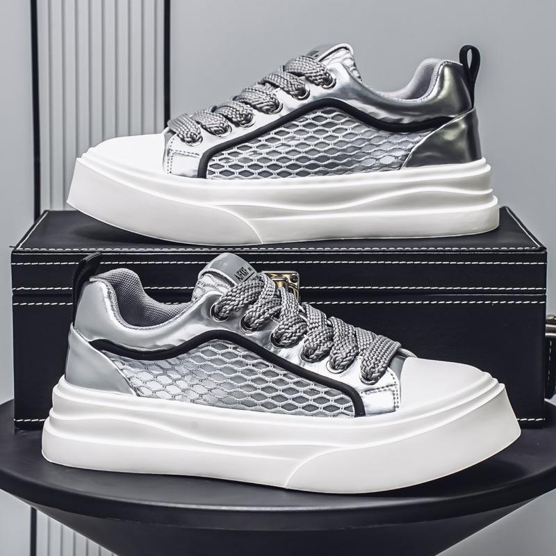 Shoes men's summer new through the net thin thick baseplate shoes fashion versatile casual shoes low-top men