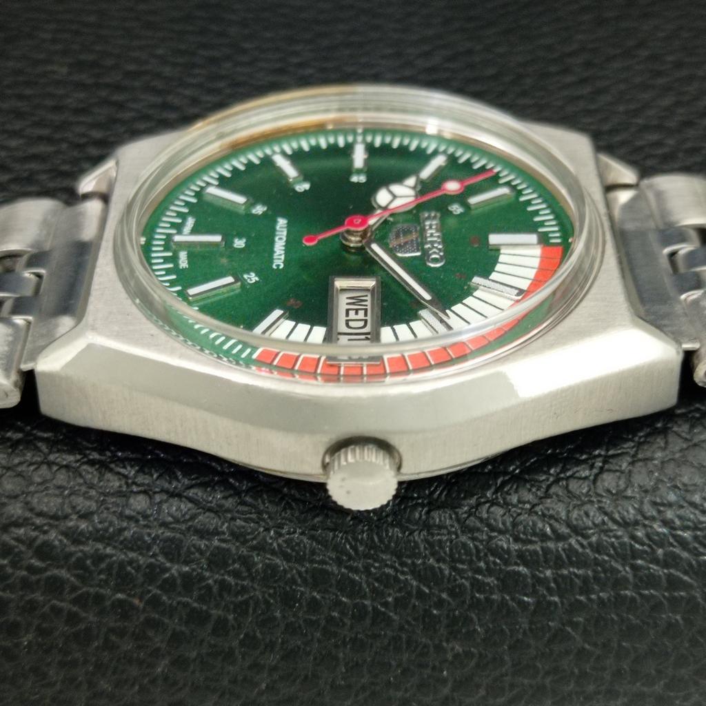 GENUINE VINTAGE SEIKO 5 AUTOMATIC 6309A JAPAN MENS GREEN DIAL WATCH A708397-1