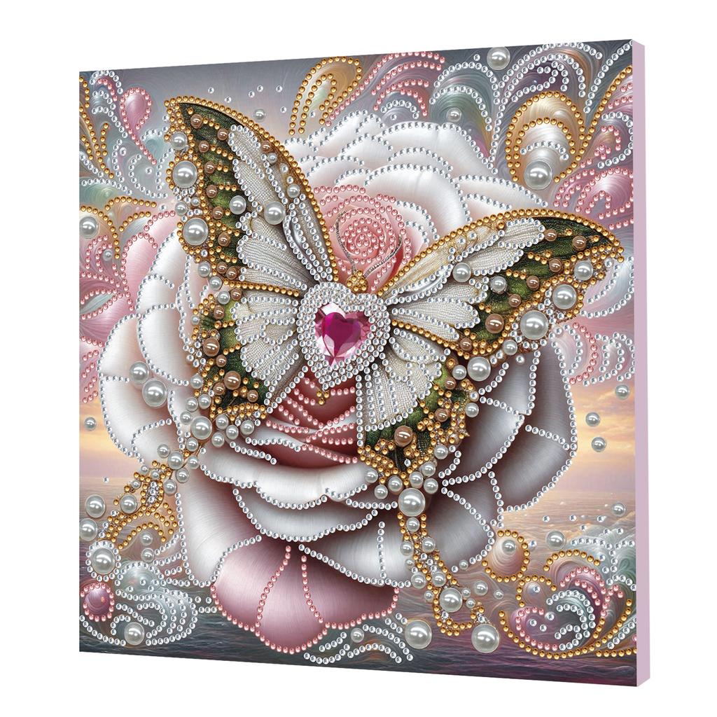 Diamond Dots Pearl Gem Painting with Frame 9.84x9.84in DIY Pearl Art Painting Set for Adults & Beginners Home Wall Decor