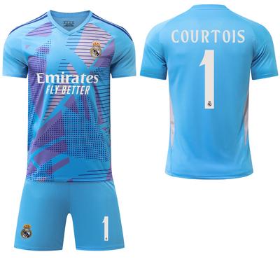 2024-25 Real Madrid ljusblå målvaktströja #1 Courtois #9 Mbappé Fotbollströjor