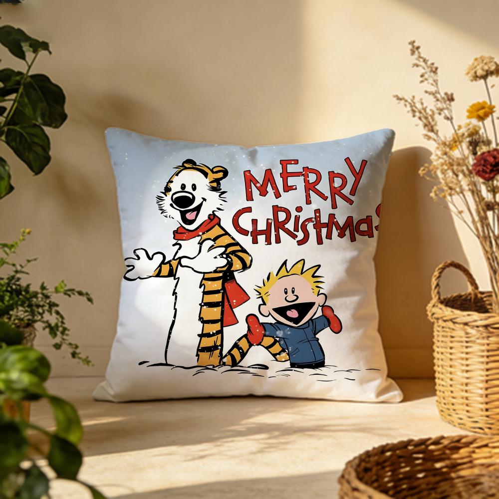 Stylish CCalvin and Hobbesful Cushion Cover Versatile DoubleSided Pillow Case Fit for Sofa Bed Car Daily Decor