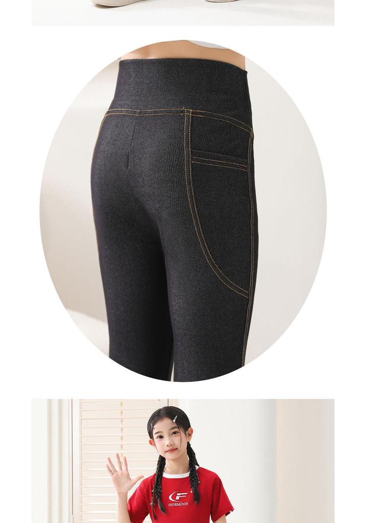 Stylische Mädchen Leggings im Slim Fit Look aus Imitation Denim für Frühling und Herbst: Elastische, Lange Hosen für Kinder