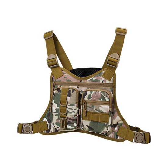 Outdoor Sports Chest Bag for Men Front Running Vest Bag with Multiple Compartments EDC Travel Chest Pack for Workout Cycling Hiking
