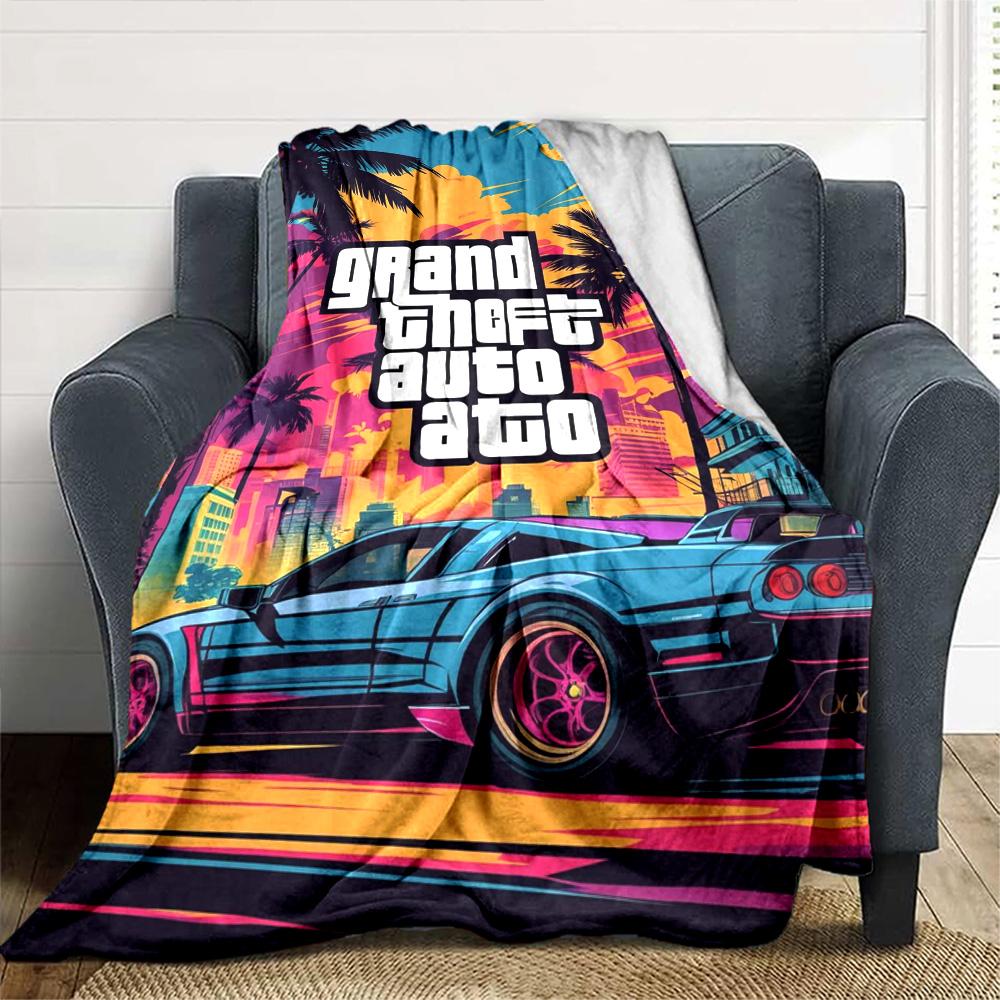 Grand Theft Auto Blanket Soft & Cozy Great for Sofa Chair Seaside All-Season Use Warmthful Decor Unique Gift for Family and Friends Camping