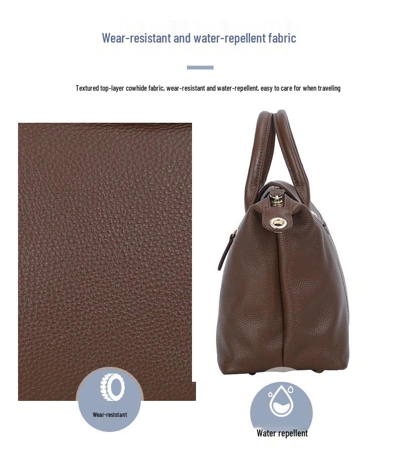 Women's Genuine Leather Tote: 2025 New Arrival, Large Capacity, Casual Shoulder & Crossbody Boston Bag
