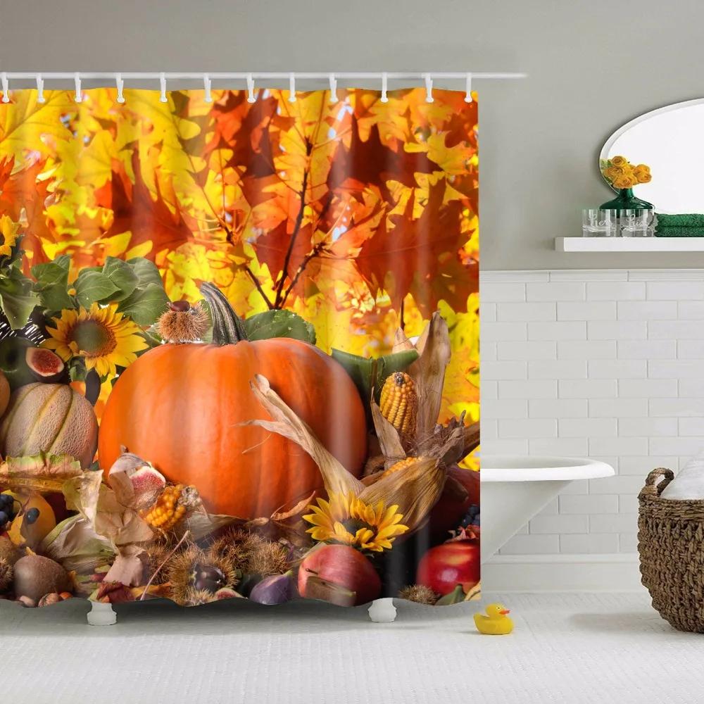 Happy Halloween Witch Pumpkin Decorative Shower Curtain Fabric Waterproof Polyester 180X180Cm For Bathroom Curtain