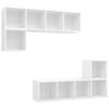 4 Piece Wall Mounted TV Cabinet Set White Particleboard