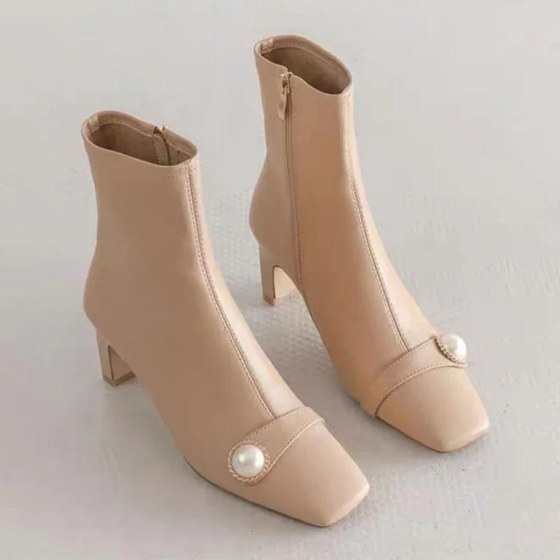 Fashion Booties Very High Heels Ankle Boots for Women Heeled Solid Color Elegant Fashion 2024 Spring Large Size Warm Woman Short Shoes