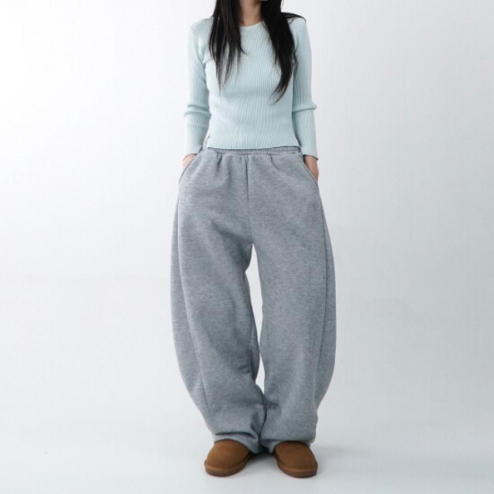 Onl Women Fleece Pocket Banding Pin Tuck Wide Pants