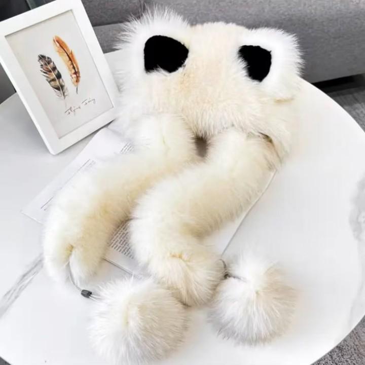 Neue süße Katzenohrmütze, Nachahmung von Fuchshaar, Ohrenmütze, Winter, Altersreduzierung, modisches Gesicht, kleine Mütze, Lei Feng-Mütze, Damenmütze