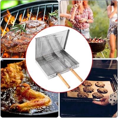 Grillkorb BBQ Fisch Grillen bewegliche Trennwände tragbares Clipnetz für Party