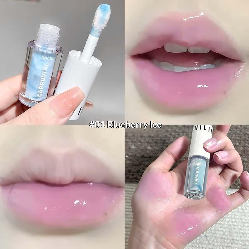 

Cappuvini Clear Grey Purple Lip Gloss Hydrating Drying Lips Mirror Lip Glaze Tint Plumper Moisturizing Lip Oil Makeup