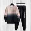 2 Stück/Set Herren Oberteil Hose Anzug Farbverlauf Kontrastfarbe Langarm Rundhals Locker Elastische Taille Knöchelbund Hip Hop Sport Trainingsanzug Herbst Frühling Oberteil