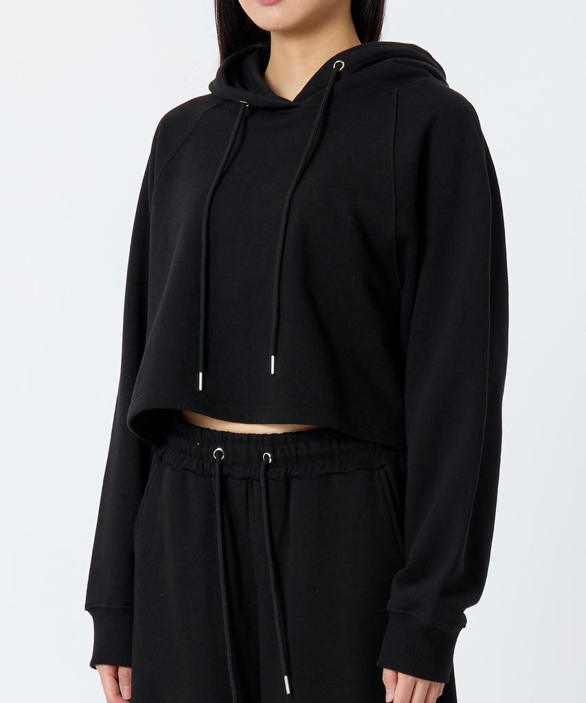 Oversized Cropped Logo Hoodie Black