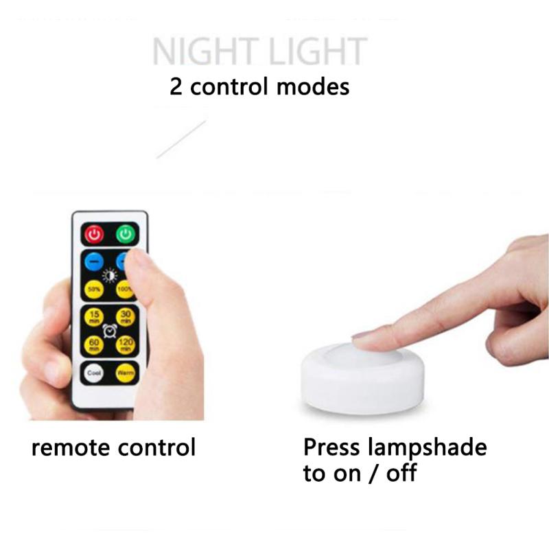 Remote Control Dimming Night  Light Timing Tap Control Closet Lamp With Adhesive Tape For Home