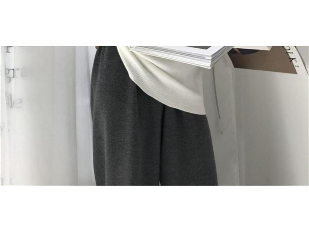 Women's Half-High Neck Fleece T-Shirt - Brushed, Warm, Loose Fit for Autumn/Winter.