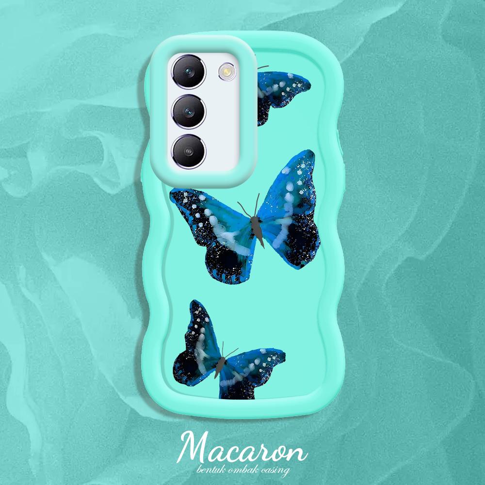 

Окрашенный узор Big Wave Edge Мягкий силиконовый материал Macaron чехол для телефона противоударный защитный резиновый чехол для OnePlus Vivo Motorola Moto Vivo Y21 синий