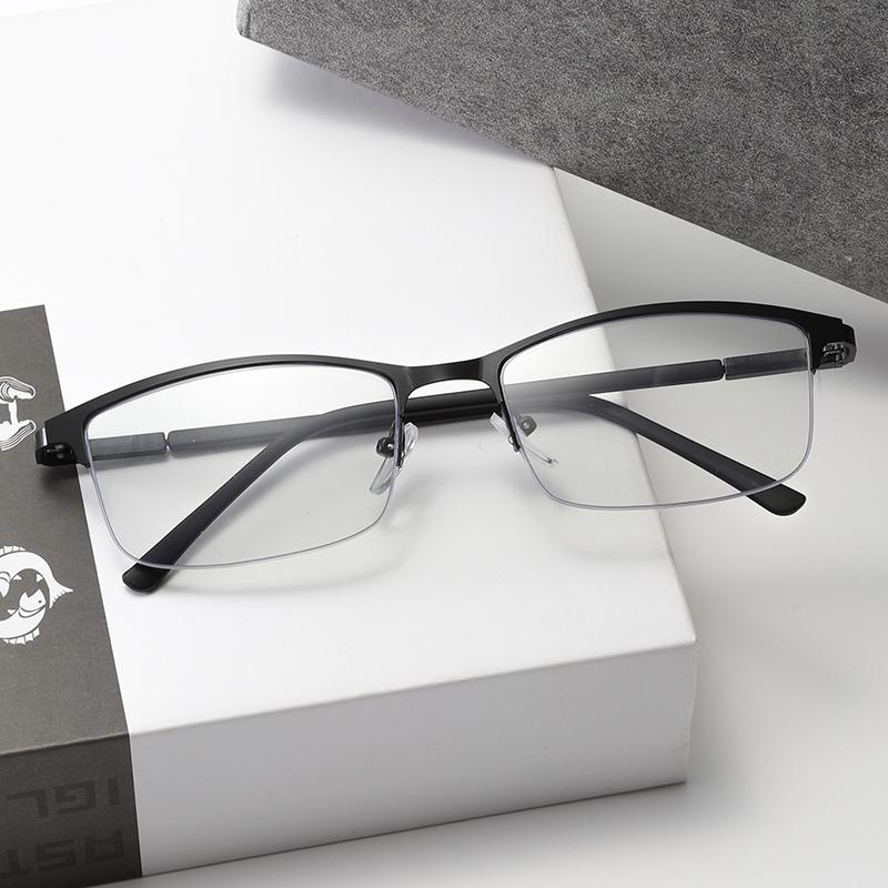 Anti Blue Light Glasses Half Frame Metal Square Eyewear for Women Men Blue Light Blocking Daily Leisure Eyeglasses