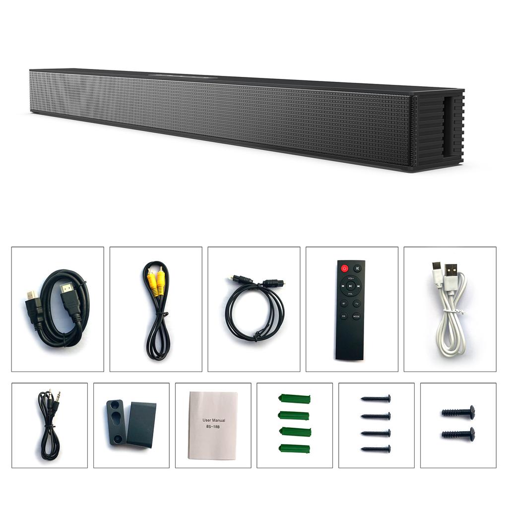 BS-18B 1 Set Multifunction Bluetooth-compatible Soundbar with Optical, Coaxial, and USB Inputs for Better Experience
