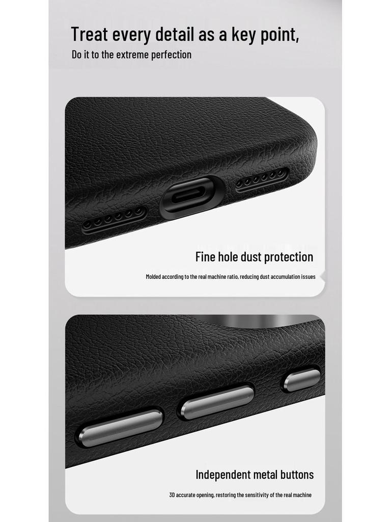 iPhone 17 Pro Max Plain Leather Business Case with AI Button
