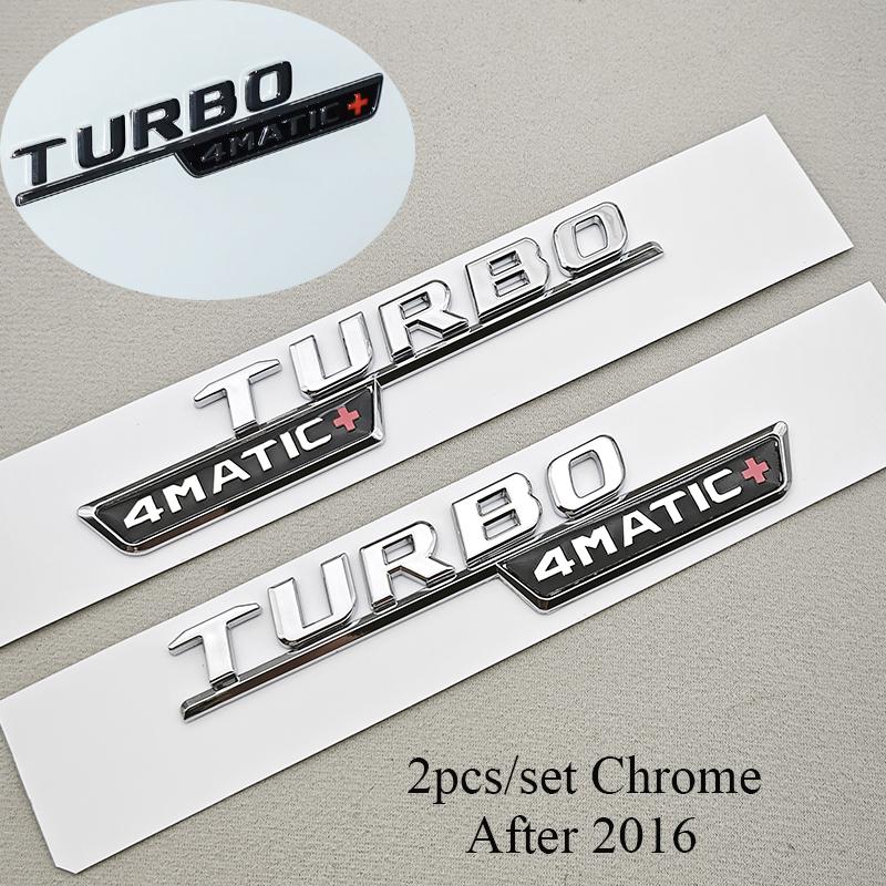 

2Pcs TURBO 4MATIC+ Emblem for Mercedes Benz AMG W213 W205 W177 W167 A45S E63S GLE53 Fender Badge Logo Sticker Car Accessories