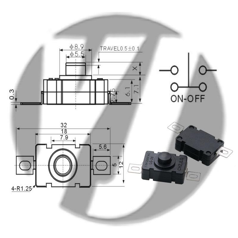 12x12 LED Flashlight Desk Lamp with Self-Locking Power Switch