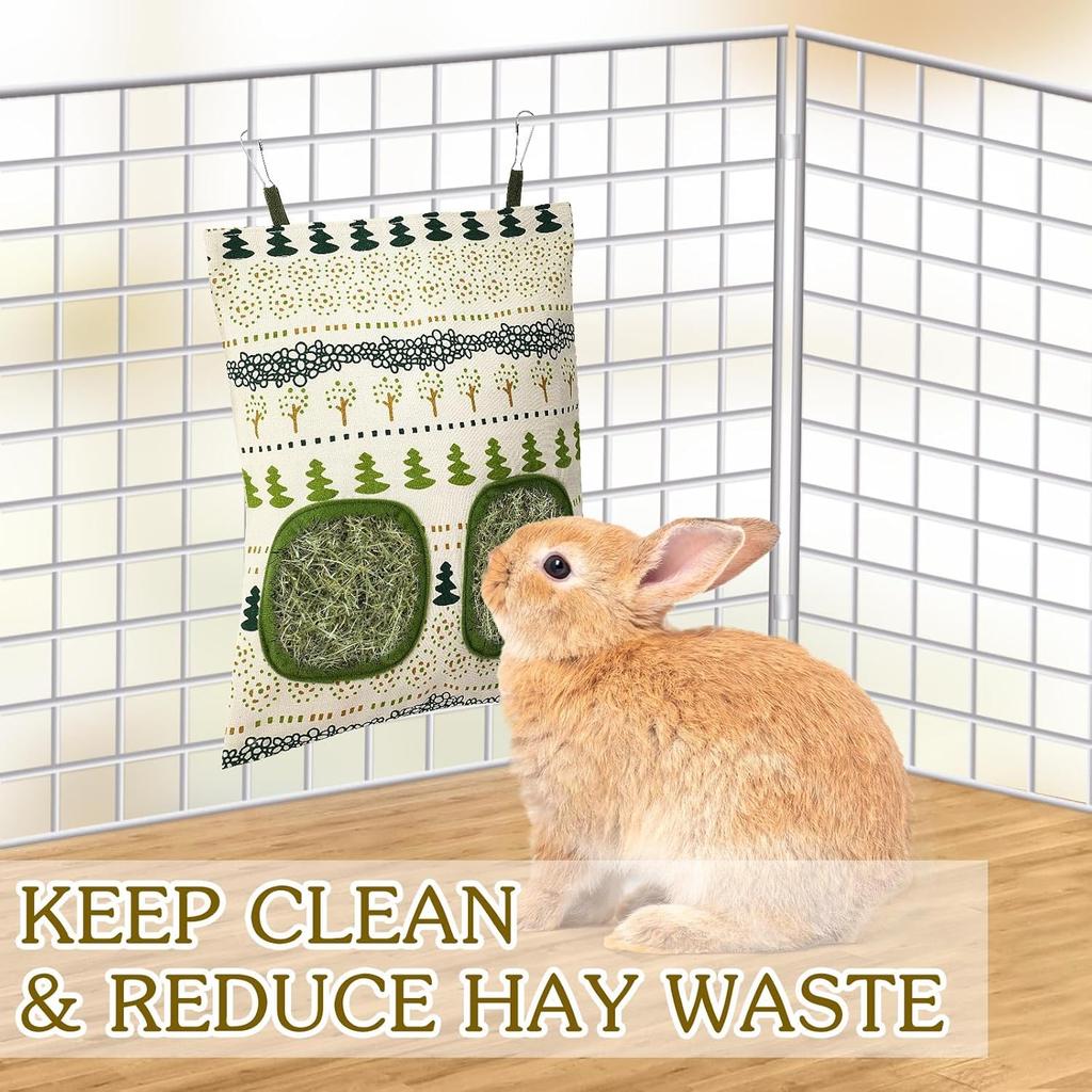 UP 3Pcs Hay Bag for Rabbits - 2-Hole Guinea Pig Hanging Hay Feeder for Rabbits, Chinchillas, Hamsters & Small Pets