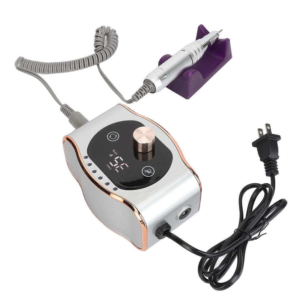 Touch Screen Nail Drill Machine 35000rpm Double Sided PU Leather Electronic Nail Grinder Machine US 