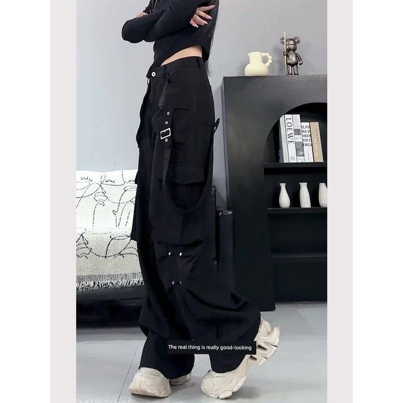 Black Jazz Dance Cargo Pants for Women 2026 New Spring Cool and Edgy Style Hiking Pants