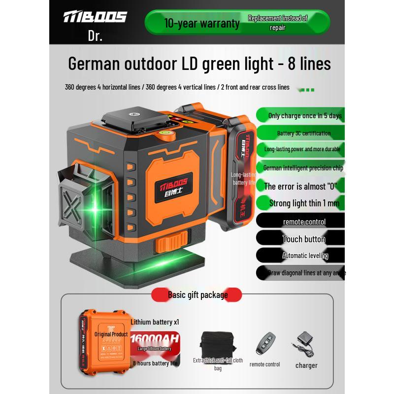 High-Precision Infrared Spirit Level with Automatic Blue Light Leveling for Outdoor Engineering.