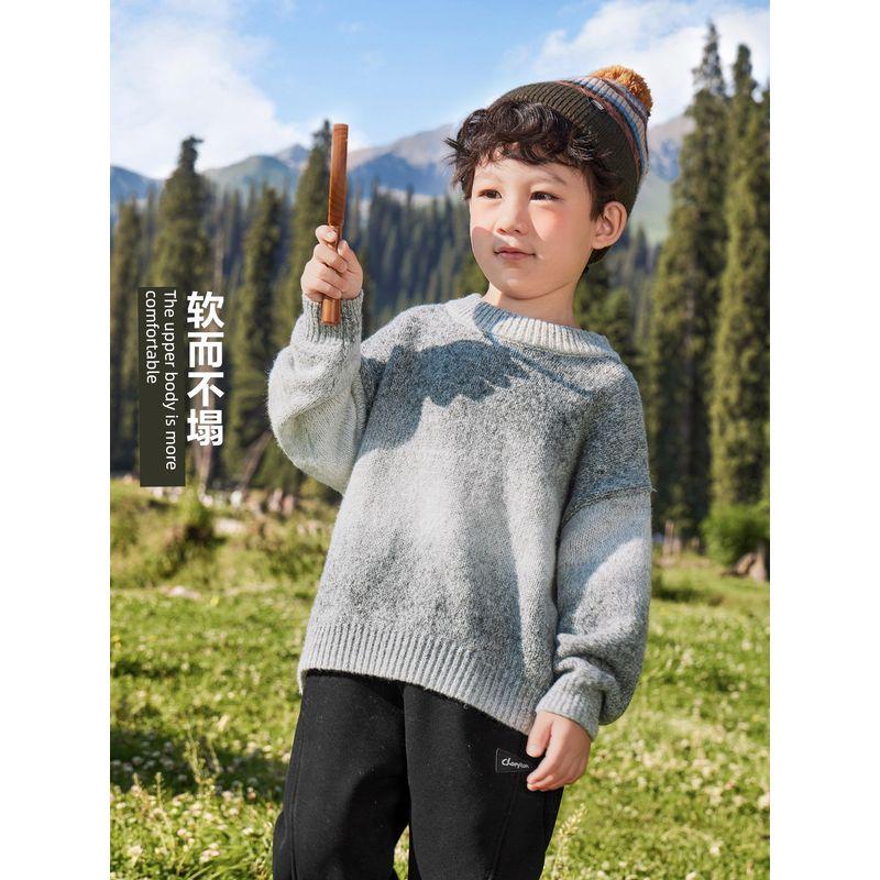 Boys' Round Neck Sweater Children's Autumn and Winter 2025 New Children's Clothing Toddler Baby Winter Thick Knit Top Trendy