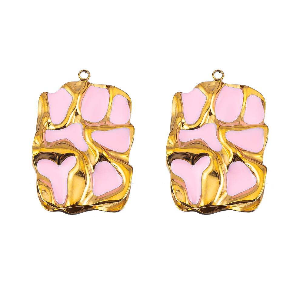 

5pcs 2pcs Stainless Steel Wrinkle Rectangle Vintage Enamel Colorful Charm Pendants DIY Earrings Necklace Jewelry Making Supplies 2pcs
