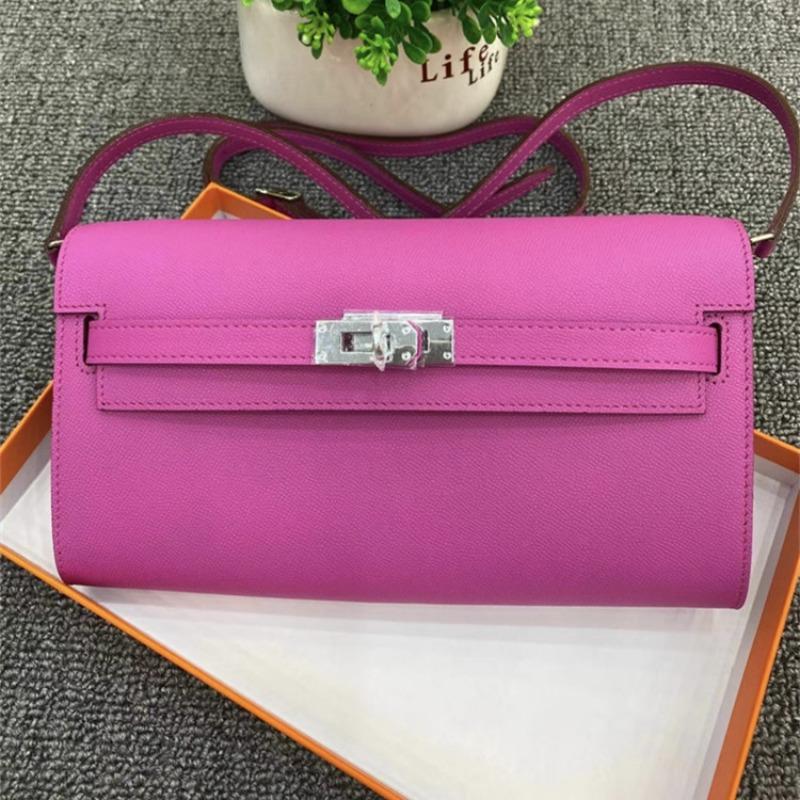 Sac femme première couche cuir de vachette bandoulière réglable long portefeuille KL bandoulière unique bandoulière fermeture éclair cuir de vachette petit sac carré tendance