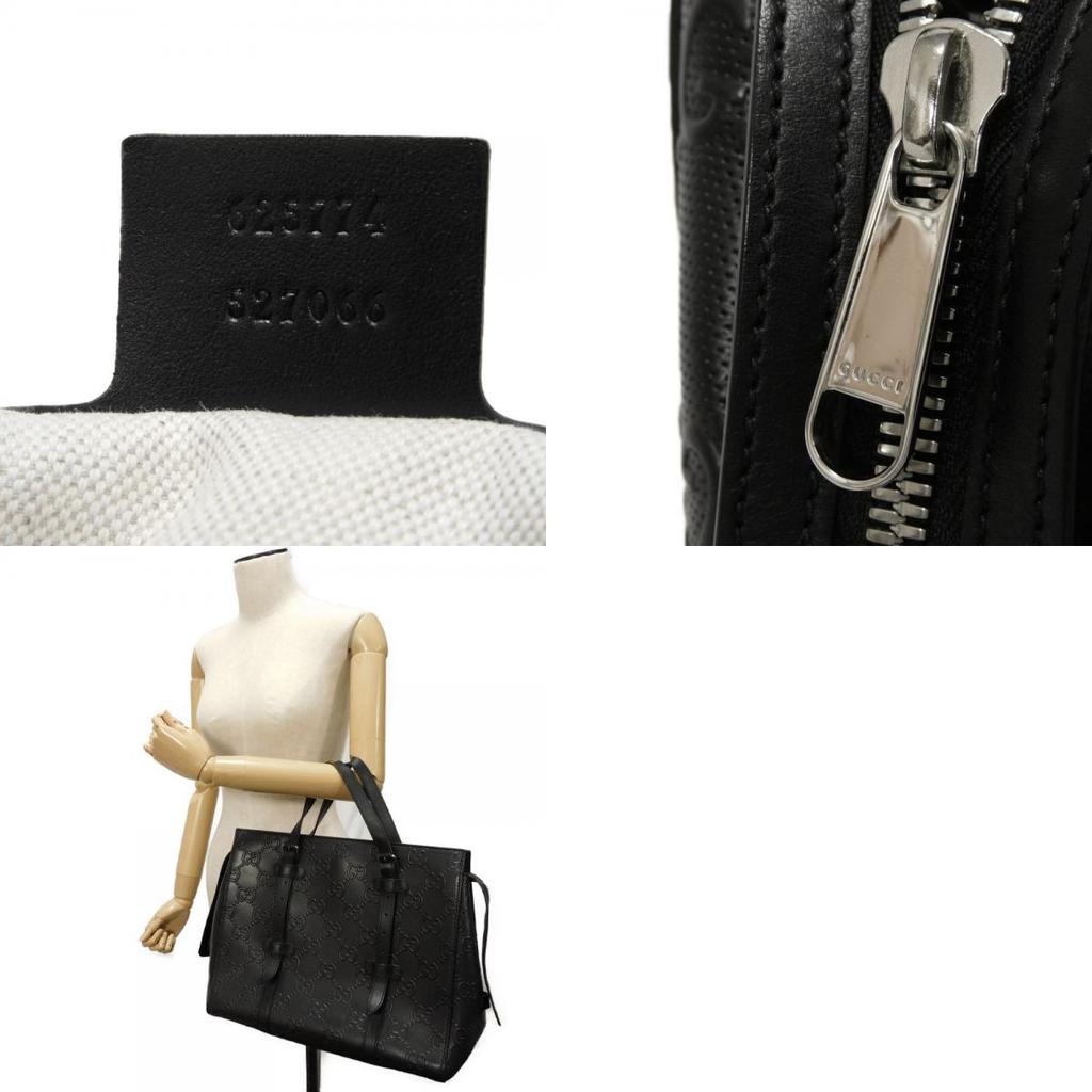 Used 9539 GG Embossed Tote Bag 625774 7924 Punching Shoulder Bag Double G Black Men's from Japan AUTHENTIC