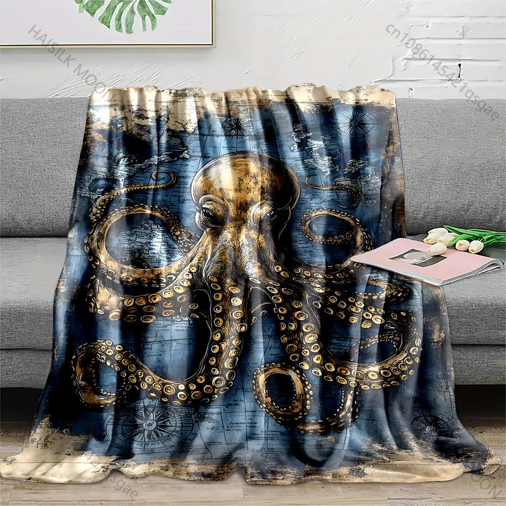 

Multiple sizes Octopus over old map Blanket Suitable for Home Bedroom Sofa Travel Camping Blanket Various Sizes for Gifts 75x100cm