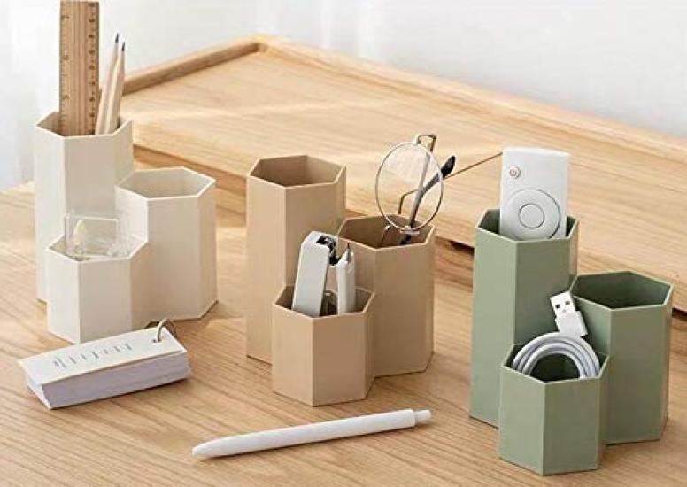 Stylish Hexagonal Pen Desk Cosmetic Storage Stationery Storage Small Item Increases Desk Pen Large Capacity Holder, Organizer, Box, Storage,