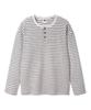 ALVINCLO Peach Stripe 3-Button Henley Neck Long Sleeve T-Shirt Avt953 (3 Colors)
