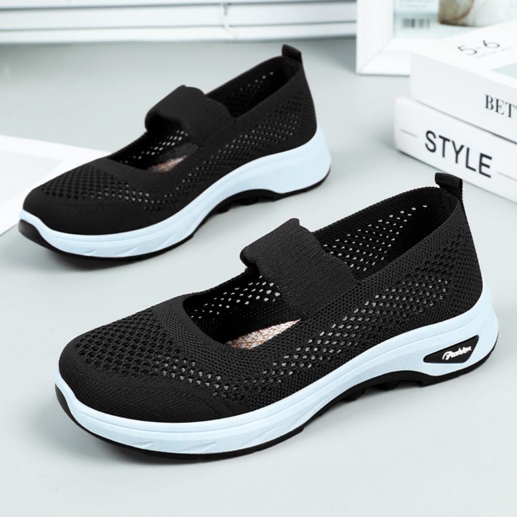 Cloth Shoes, Women's Summer New Hollow Breathable Mesh Shoes, One Foot Lazy Shoes, Soft Soled Comfortable Casual Shoes