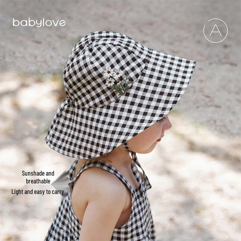 Babylove Girls  Summer Plaid Sun Hat 44cm