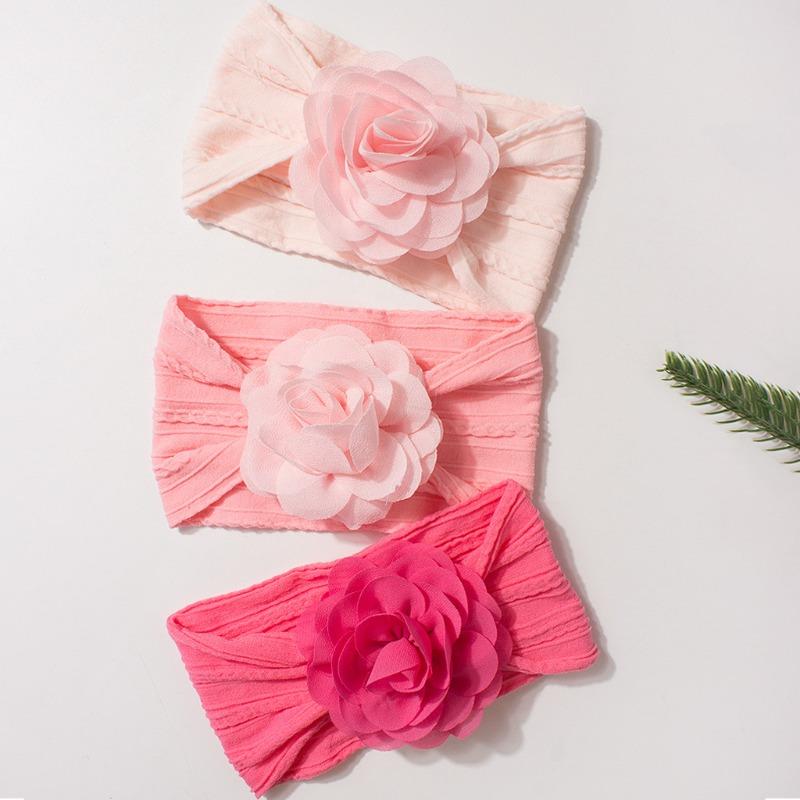 New Jacquard Baby Elastic Headband Cute Solid Color Flower Children's Headband Four Seasons Thin Baby Jewelry
