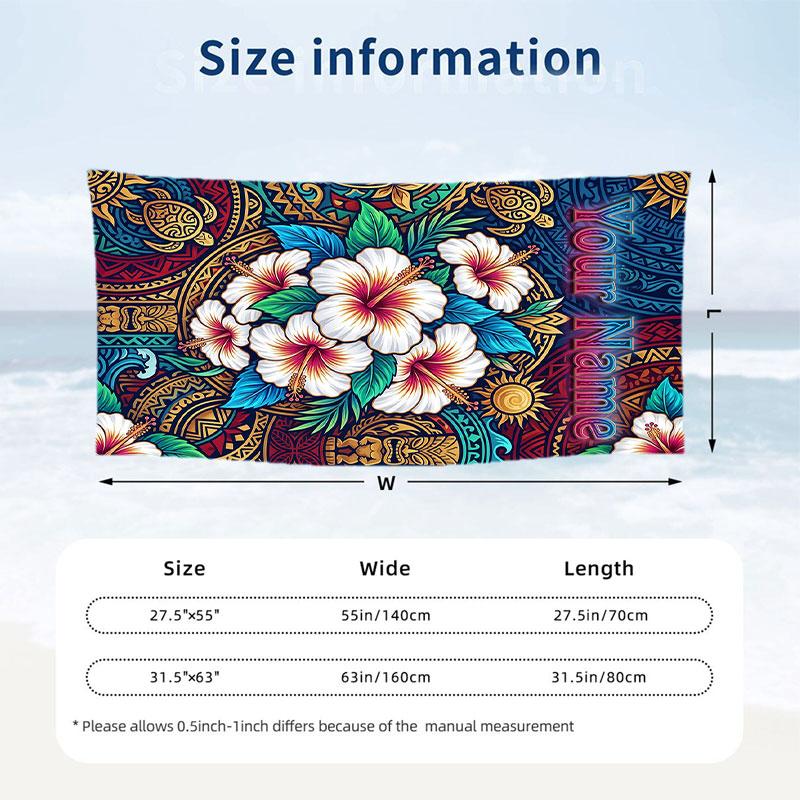 Floral Garden Theme Beach Towel Personalized Custom Name & Text Soft Quick Dry Beach Towel for Swimming Travel