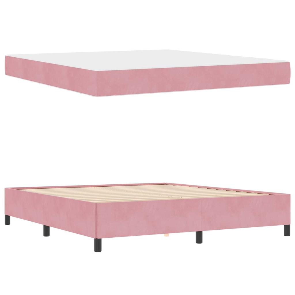 Bed Frame with Mattress Pink 180 x 200 cm Fabric