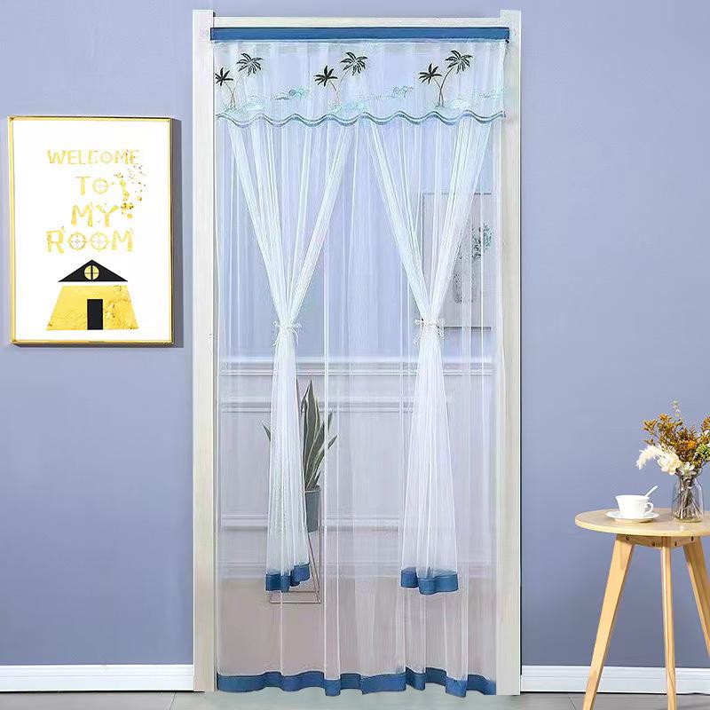 2023 Spring Double Layer Lace Door Curtain: Mosquito-Proof and Punch-Free for Bedroom Partitions