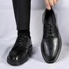 Leather Shoes Men's Autumn Business Dress High-end Sense Casual Commuting Leather Soft Sole Black Men's Wedding Groom Shoes