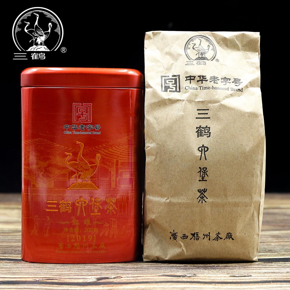 2020 Three Cranes Sanhe Liu Pao Tea Dark Tea Heicha Wuzhou Teas Red Jar 200g