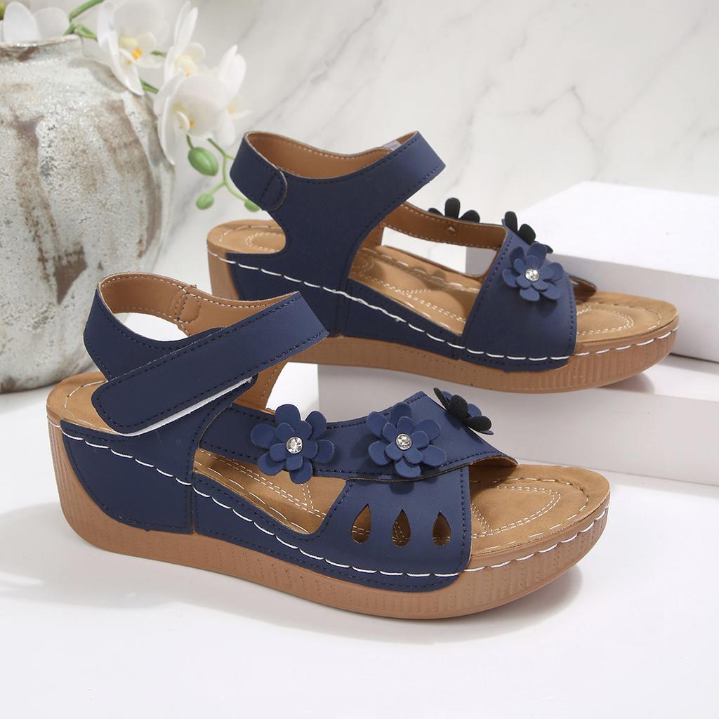 Women's Flower Wedge Sandals 2026 Summer Platform Sandals Chunky Heel Open Toe Beach Shoes Casual Outdoor Sandals