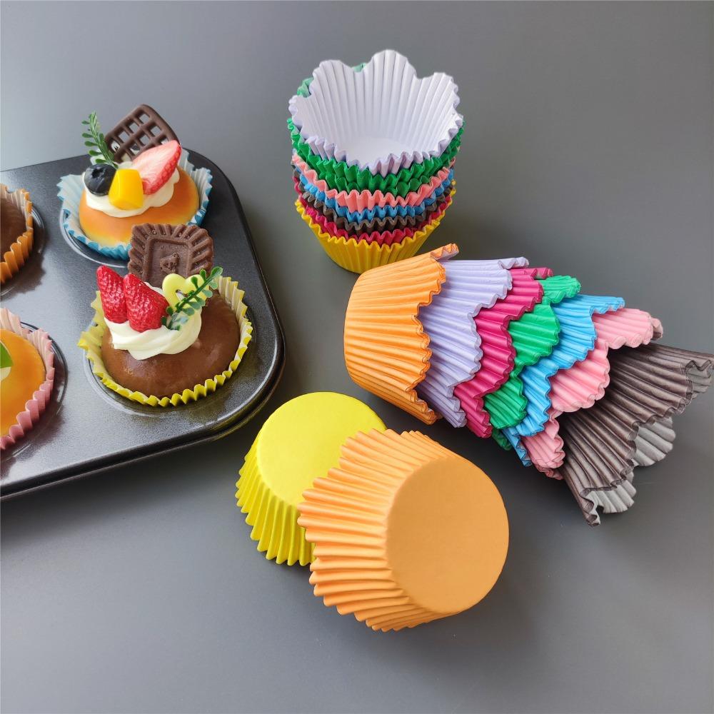 200pcs Cake Cup Liners, Oil-Proof Cake Cups, Flower Shape Design in Assorted Colors, Perfect for Cookies and Cakes