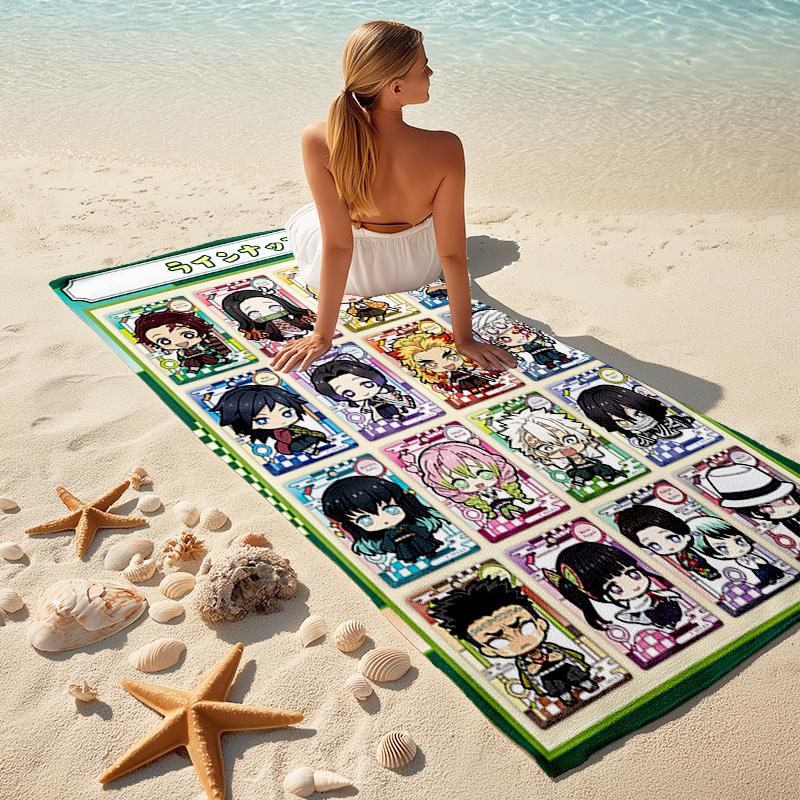 Beach Towel with Demon Slayer characters1 Pattern - soft,absorbent,machine washable Lightweight&Modern,swimming,Travel Essentials