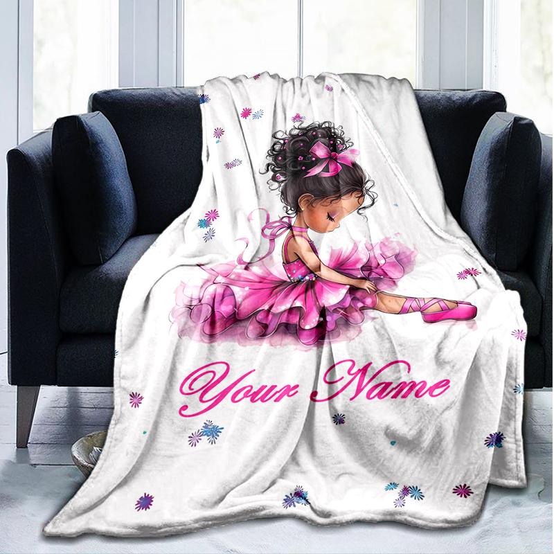 1PC Custom Name Flower Fairy Art Outdooor Flannel Blankets Patterns Throw Blanket All-Season Soft Gift for Couch, Bed, Camping Gifts